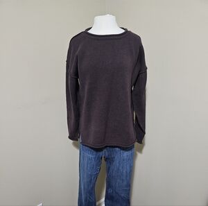 We The Free Ella Roll Neck Sweater In Chocolate Plum.